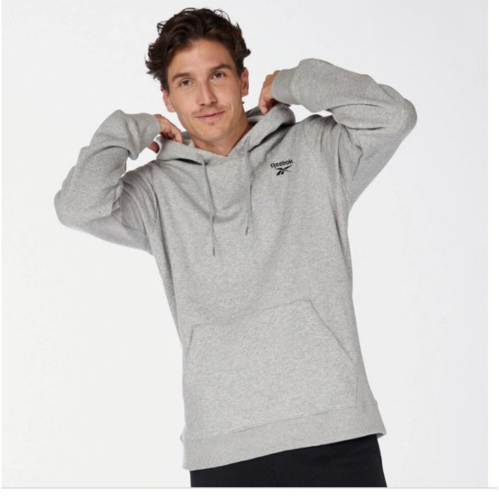 Reebok $50 Men's Identity Fleece Pullover Hoodie Gray Size S